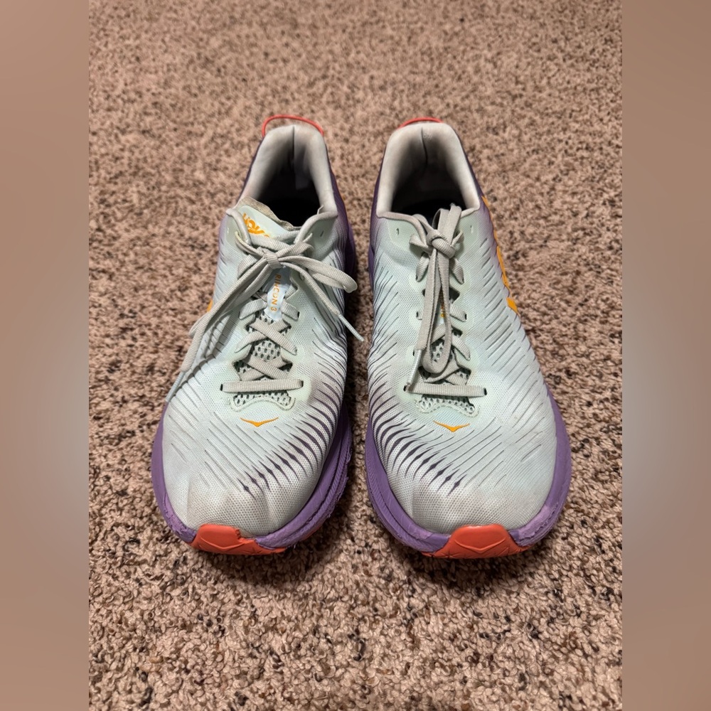 Hoka Sneakers in Light blue and Purple with Orange Logo size 11B - Picture 2 of 8